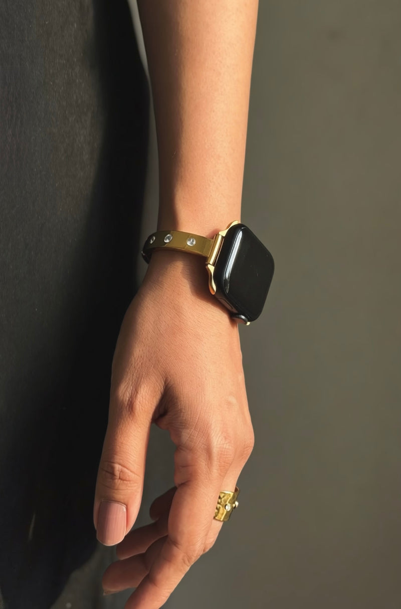 MOISSANITE DIAMOND APPLE WATCH BRACELET - GOLD (ST-STEEL)