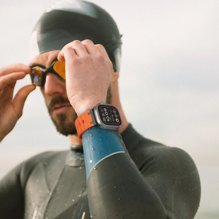 Cosmic Orange Rugged Rubber Strap With Titanium Buckle For Apple Watch