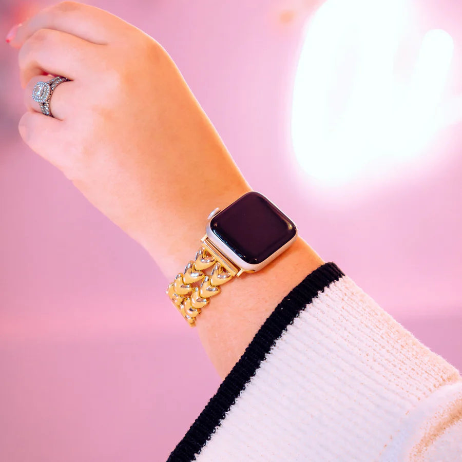 BLOSSOM  HEARTS APPLE WATCH BRACELET - GOLD (ST-STEEL)