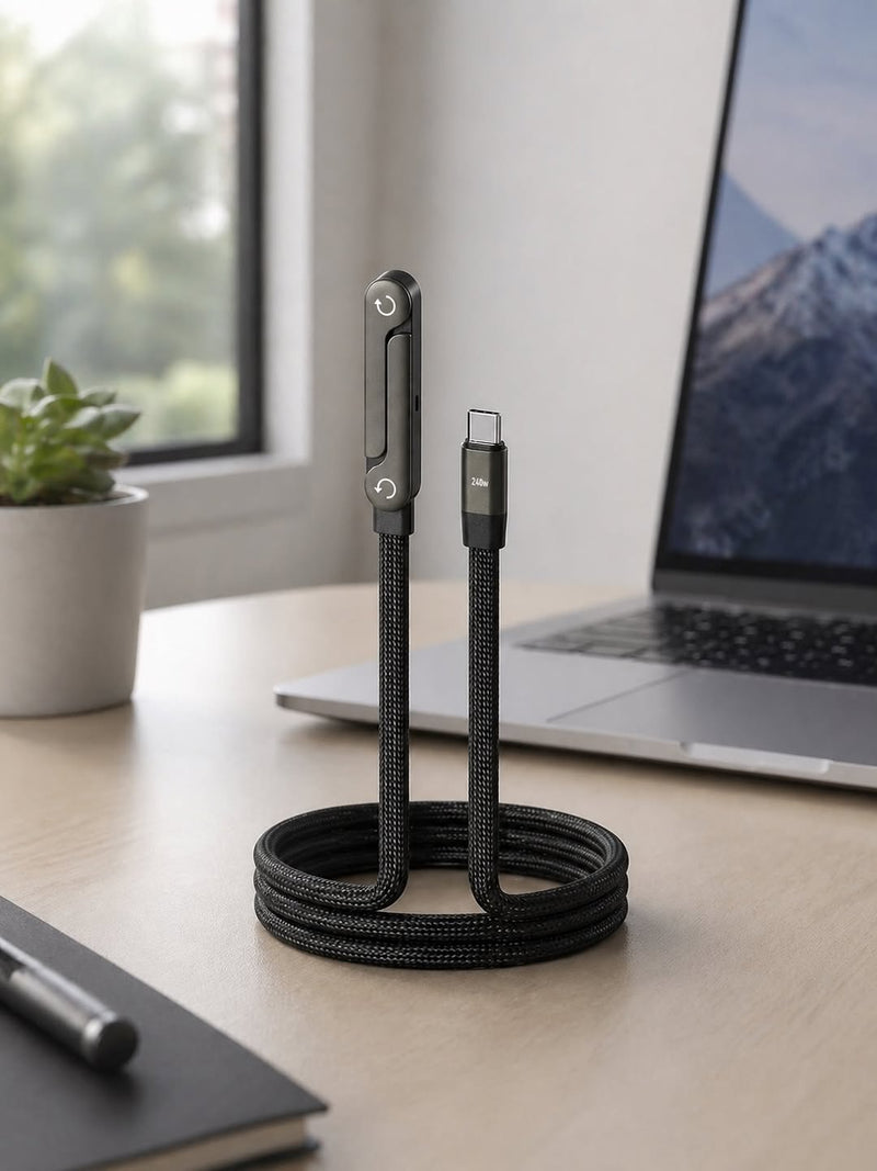 240W USB Type C to C Ultra Fast Charging Cable with Invisible Stand