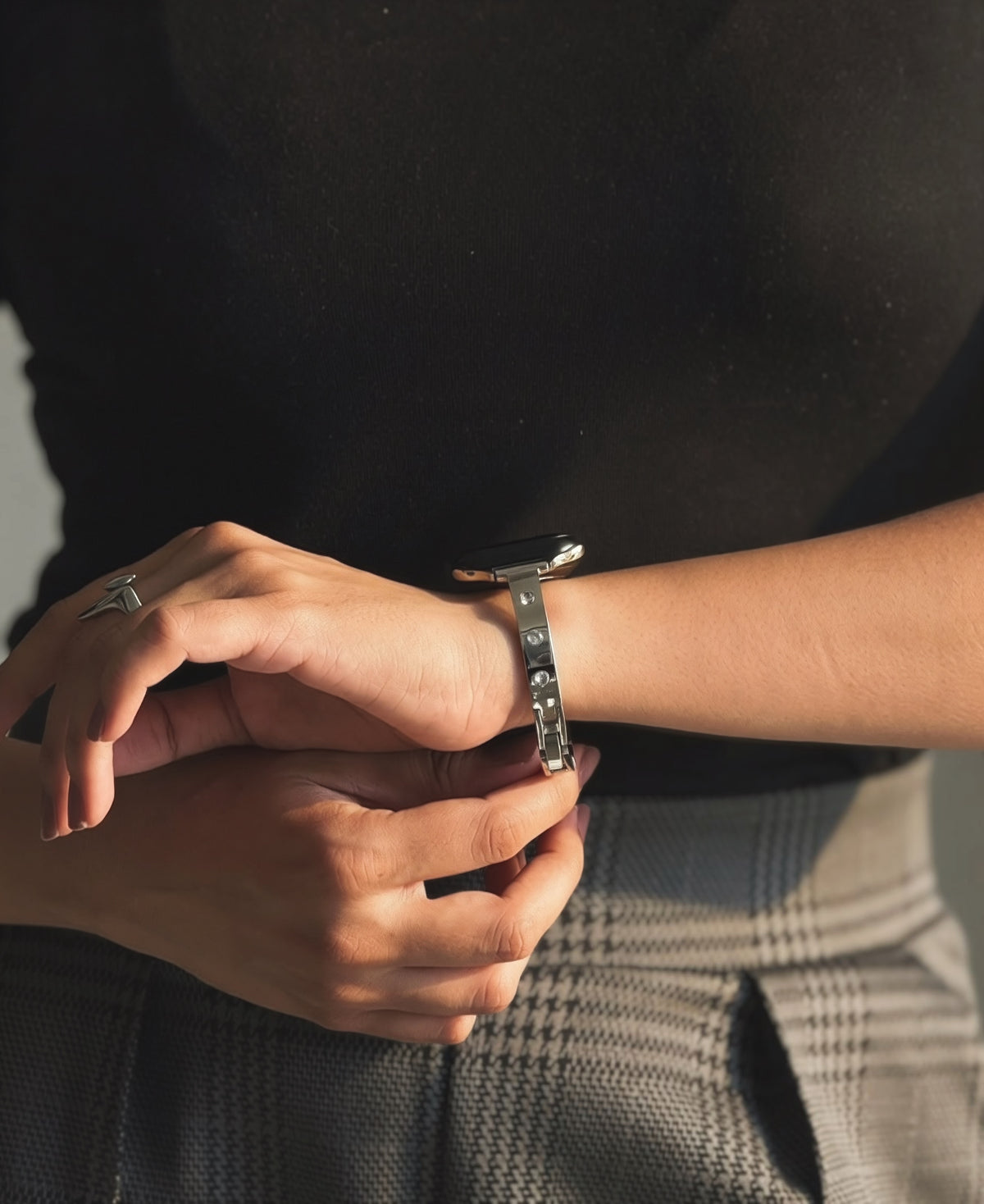 MOISSANITE DIAMOND APPLE WATCH BRACELET - SILVER (ST-STEEL)