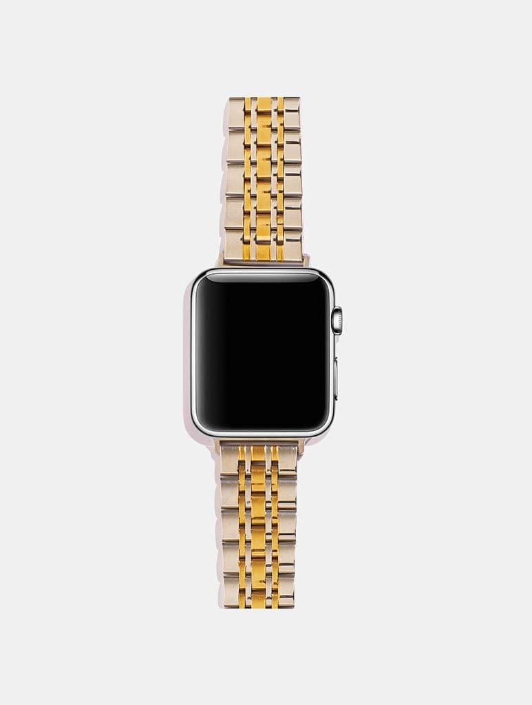 Blossom cases ® sleek two-tone stainless steel silver and  gold  watchband for Apple Watch
