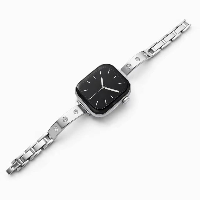MOISSANITE DIAMOND APPLE WATCH BRACELET - SILVER (ST-STEEL)
