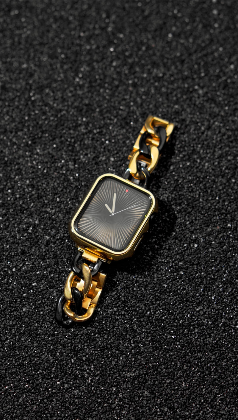 IRIS APPLE WATCH BRACELET - GOLD & BLACK  (ST-STEEL)