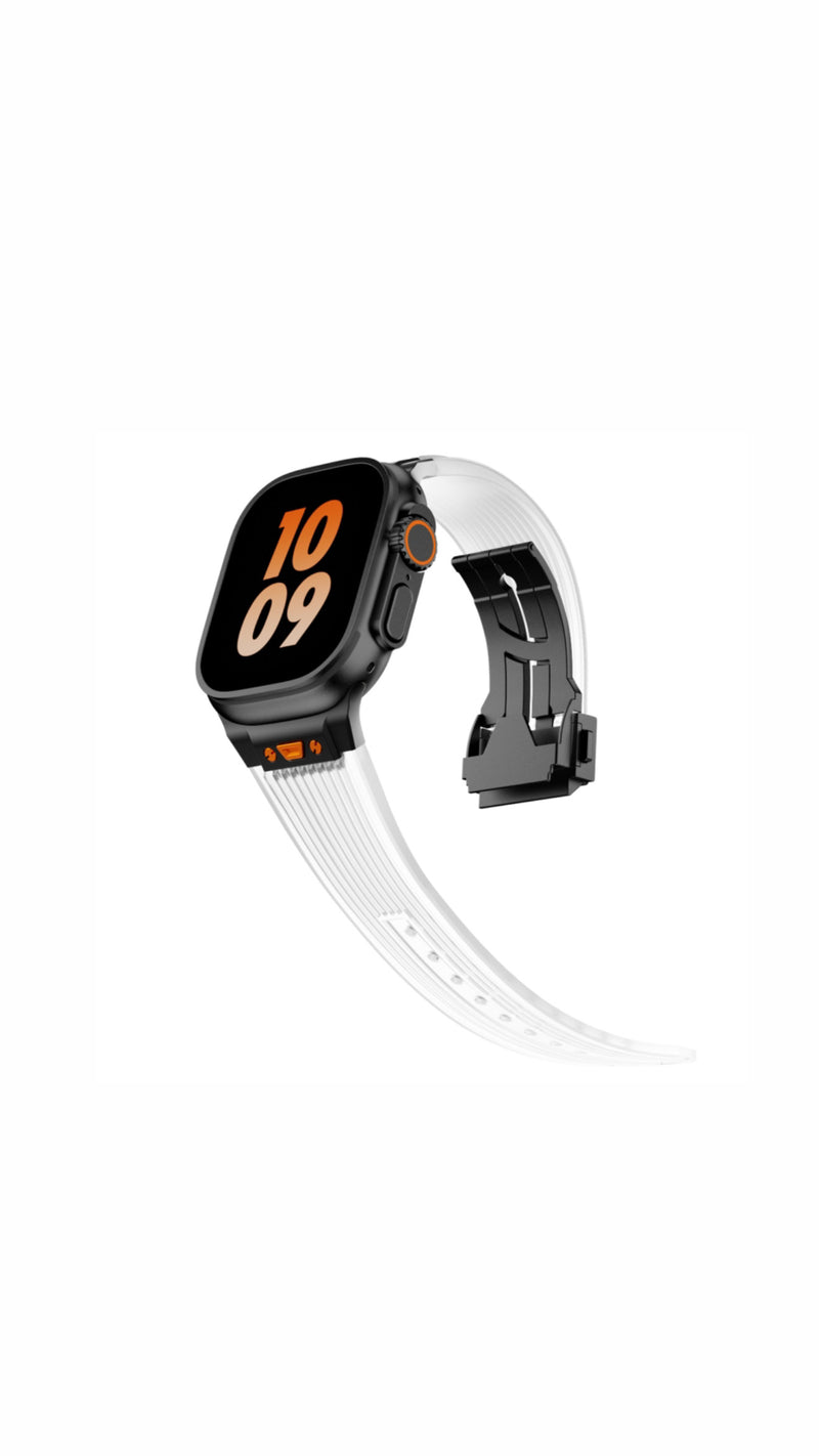 Black Titanium Flex  Transparent Band for Apple Watch (Transparent )
