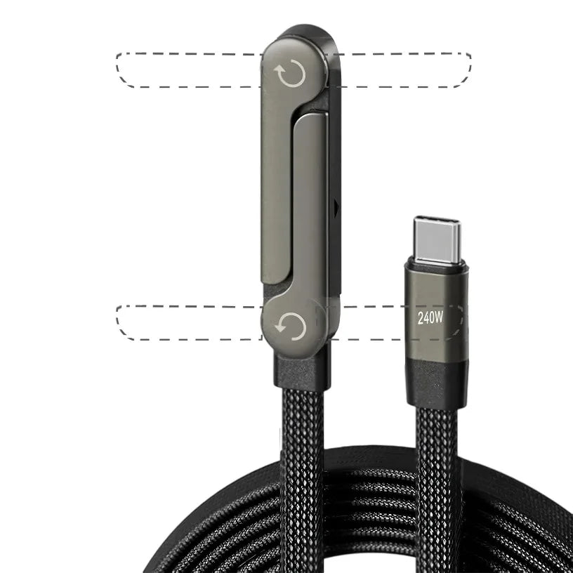 240W USB Type C to C Ultra Fast Charging Cable with Invisible Stand