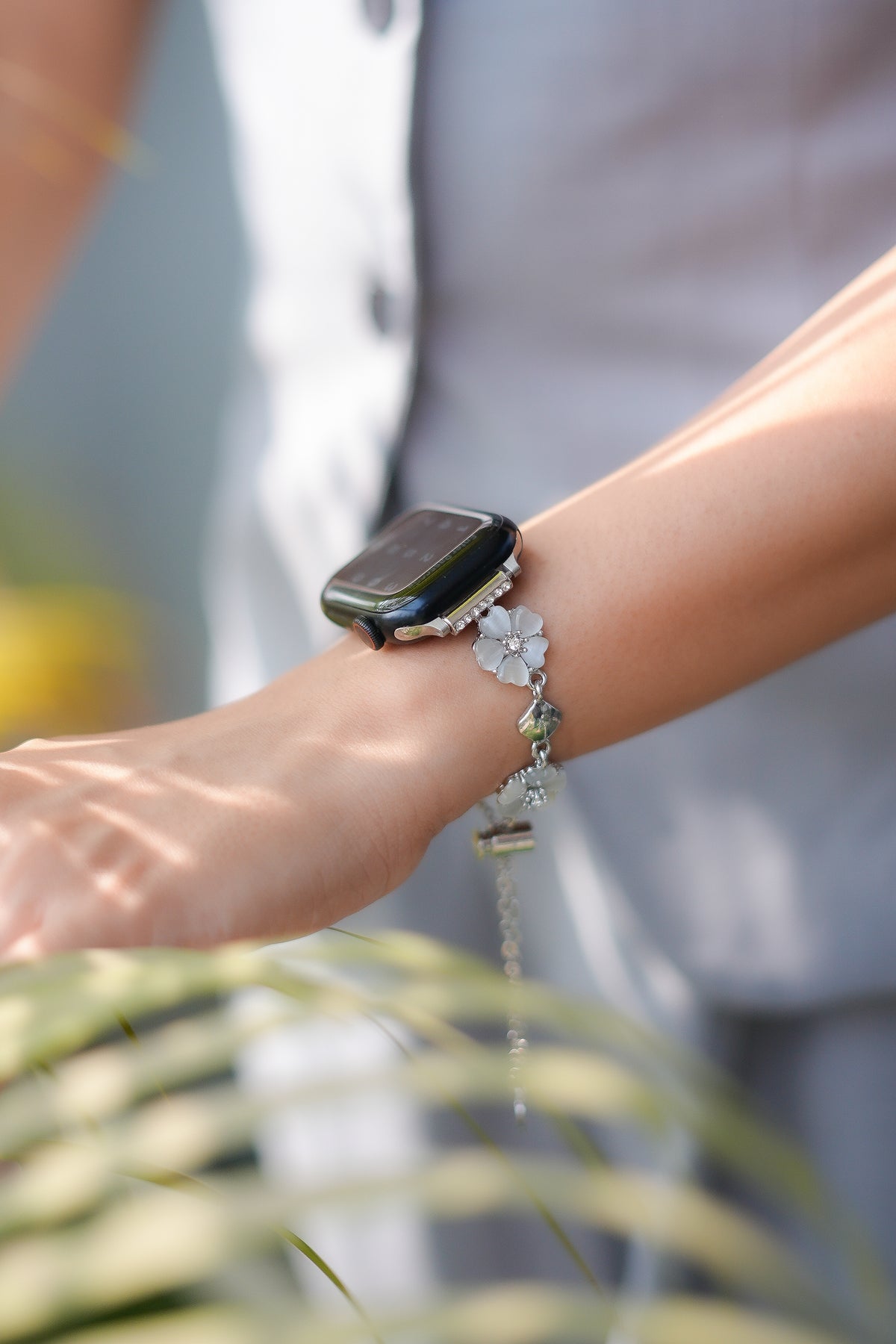 Blossom Cherry  Apple Watch Bracelet - silver
