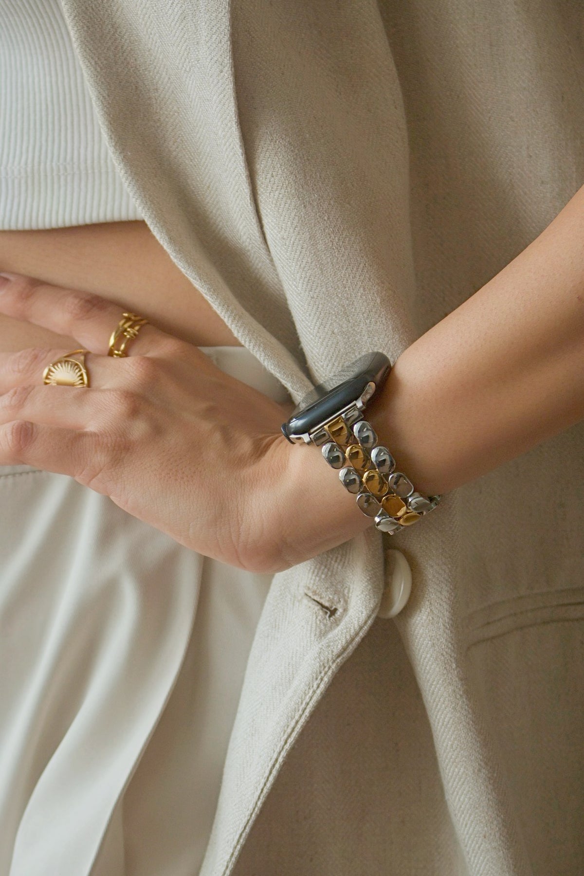 SANTORINI  APPLE WATCH BRACELET - TWO TONE (ST-STEEL)