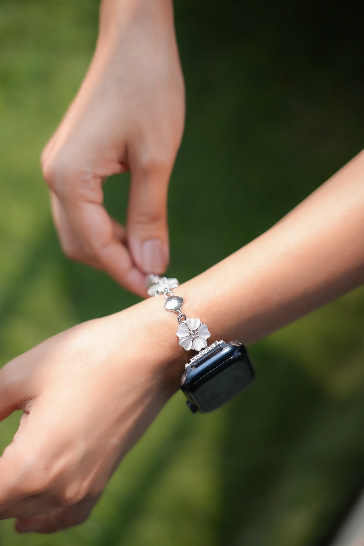 Blossom Cherry  Apple Watch Bracelet - silver