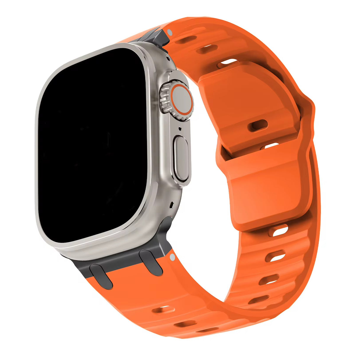 Cosmic Orange Rugged Rubber Strap With Titanium Buckle For Apple Watch