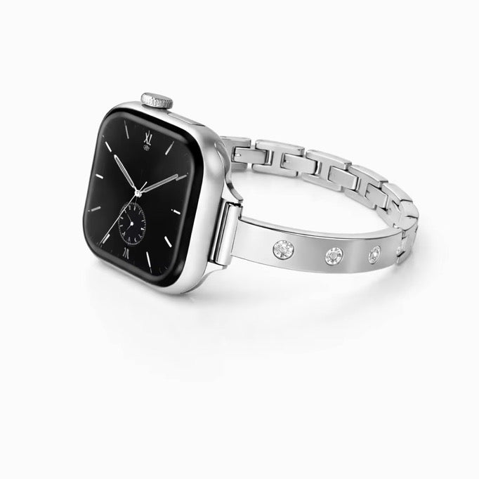 MOISSANITE DIAMOND APPLE WATCH BRACELET - SILVER (ST-STEEL)