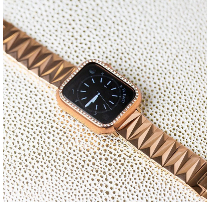 DIAMOND CUT APPLE WATCH BRACELET - ROSE GOLD  (ST-STEEL).