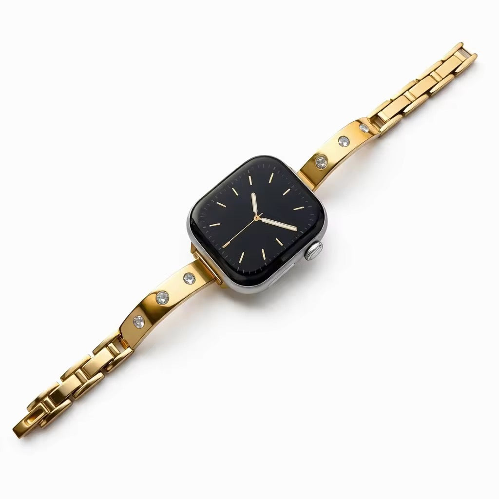 MOISSANITE DIAMOND APPLE WATCH BRACELET - GOLD (ST-STEEL)