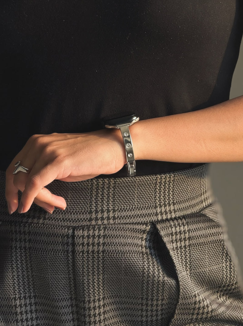 MOISSANITE DIAMOND APPLE WATCH BRACELET - SILVER (ST-STEEL)
