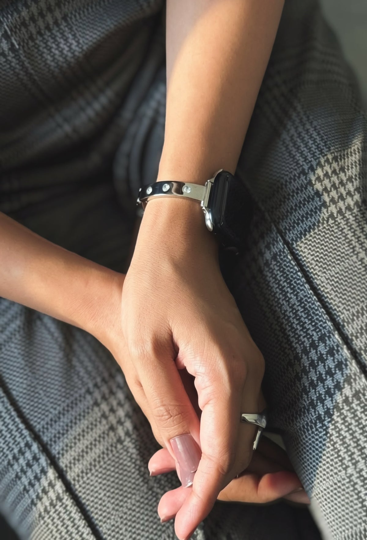 MOISSANITE DIAMOND APPLE WATCH BRACELET - SILVER (ST-STEEL)