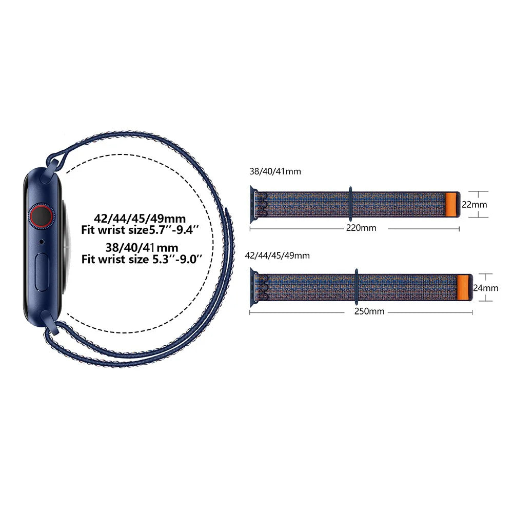 Dark Blue Nylon Adjustable Apple WatchBand