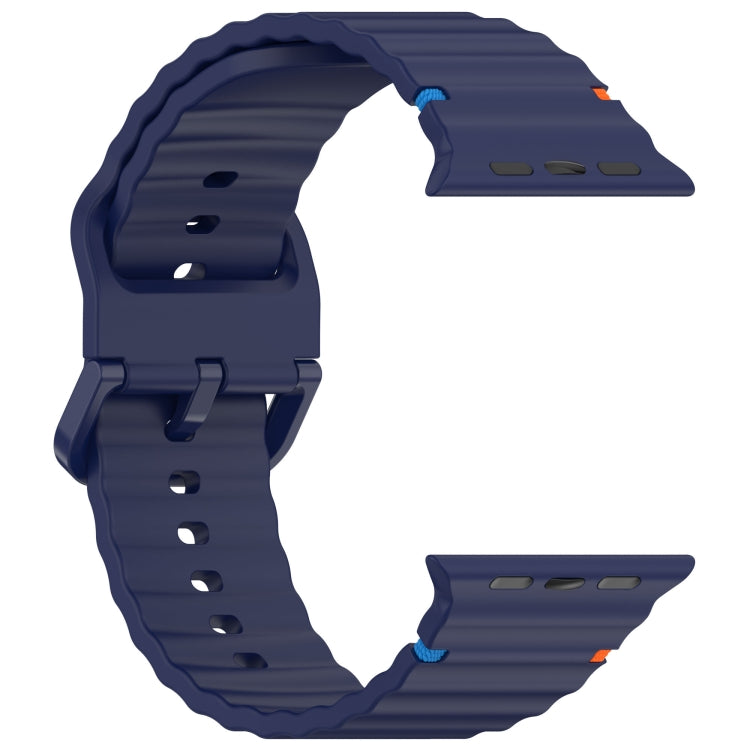 Wavy Stitched Silicone Apple Watch Strap Navy Blue