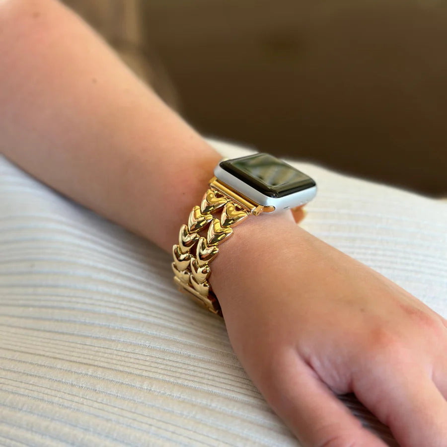 BLOSSOM  HEARTS APPLE WATCH BRACELET - GOLD (ST-STEEL)