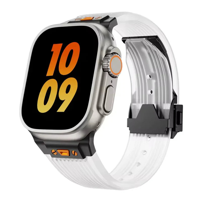 Black Titanium Flex  Transparent Band for Apple Watch (Transparent )