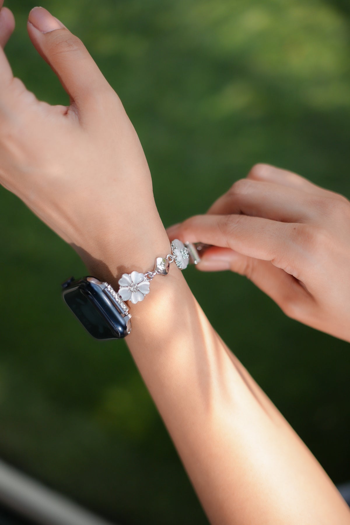 Blossom Cherry  Apple Watch Bracelet - silver