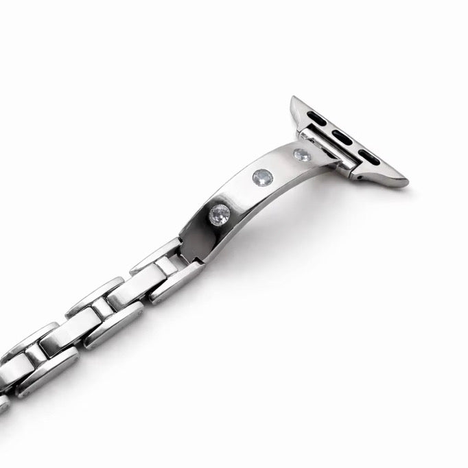 MOISSANITE DIAMOND APPLE WATCH BRACELET - SILVER (ST-STEEL)