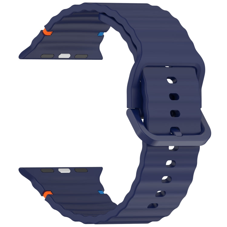 Wavy Stitched Silicone Apple Watch Strap Navy Blue