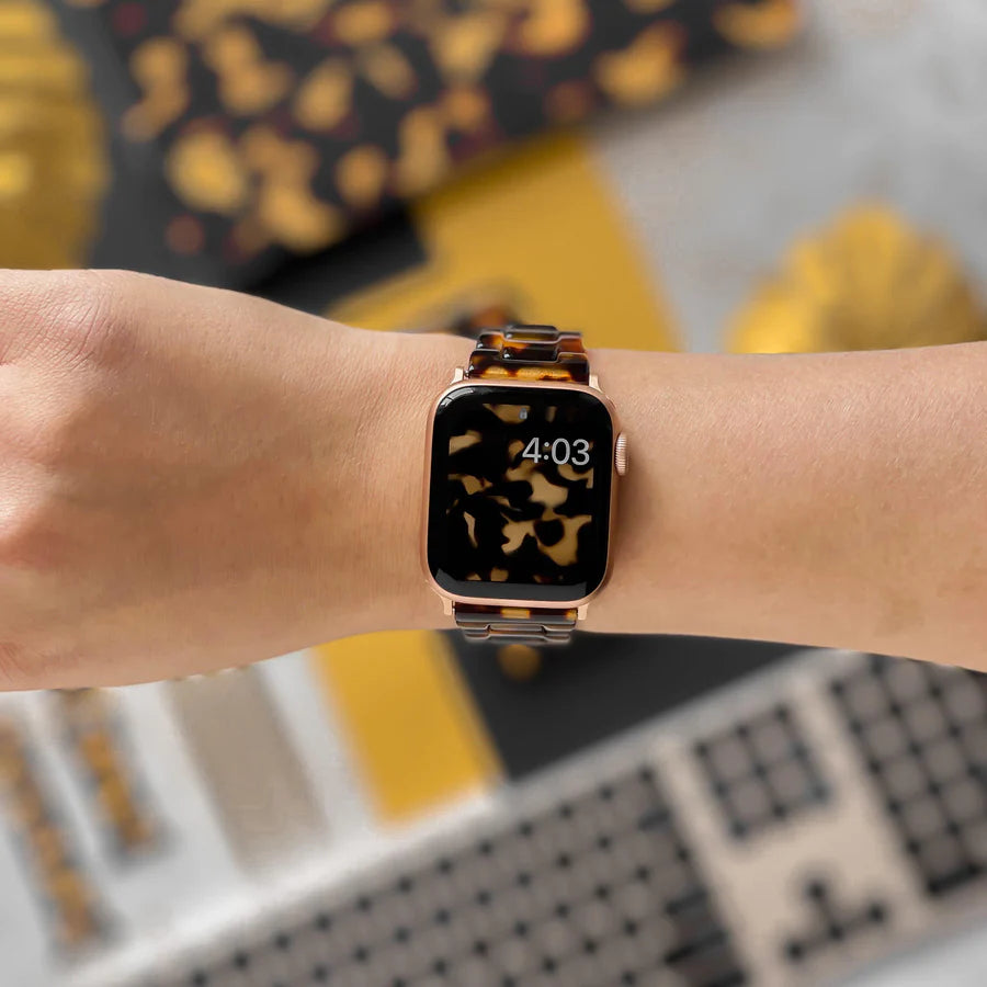 BROWN FLORAL RESIN WATCHBAND