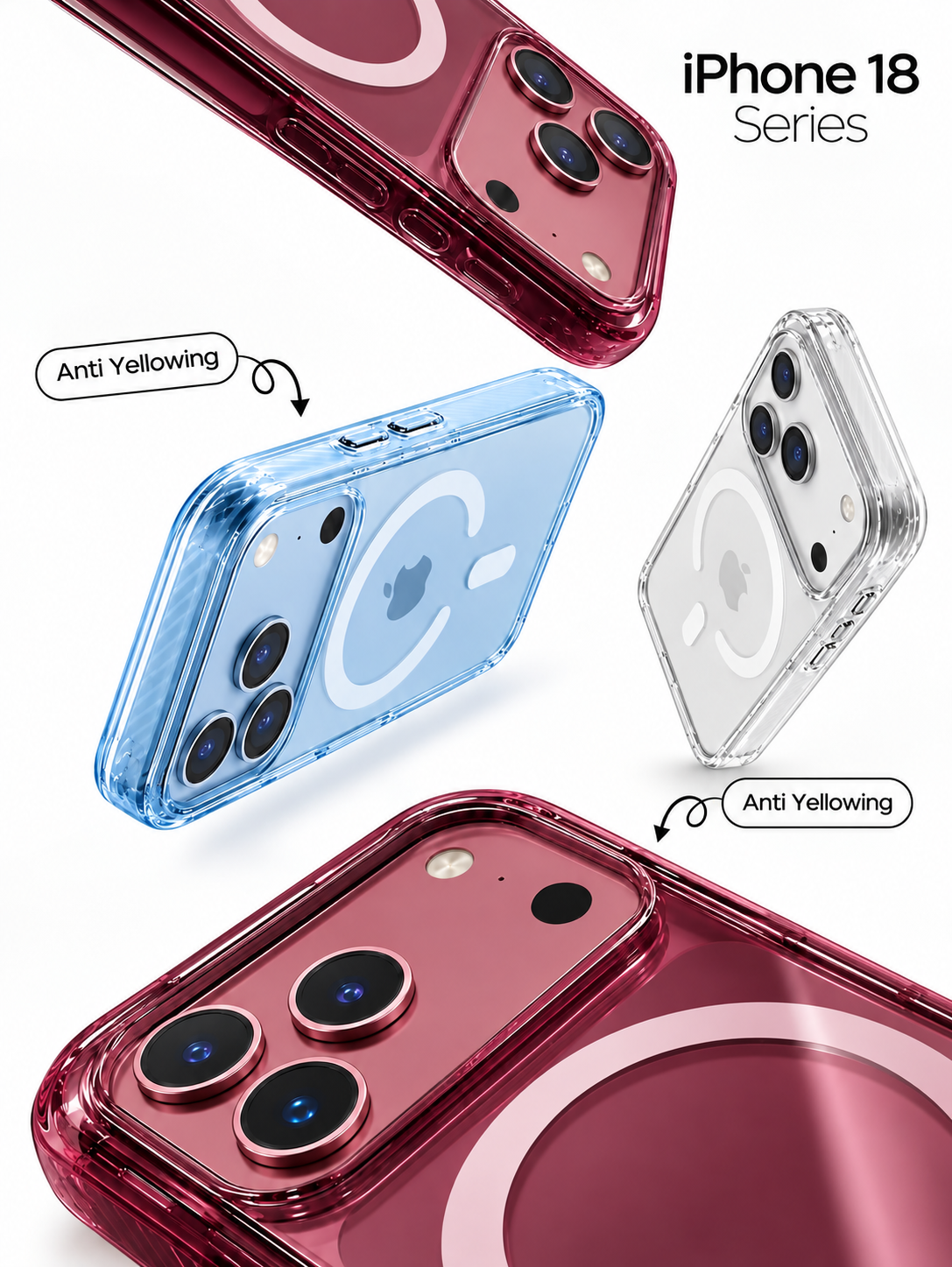MagSafe Transparent Silicone Hard Case  For iPhone 18 Pro/18 Pro Max (Non Yellowing)