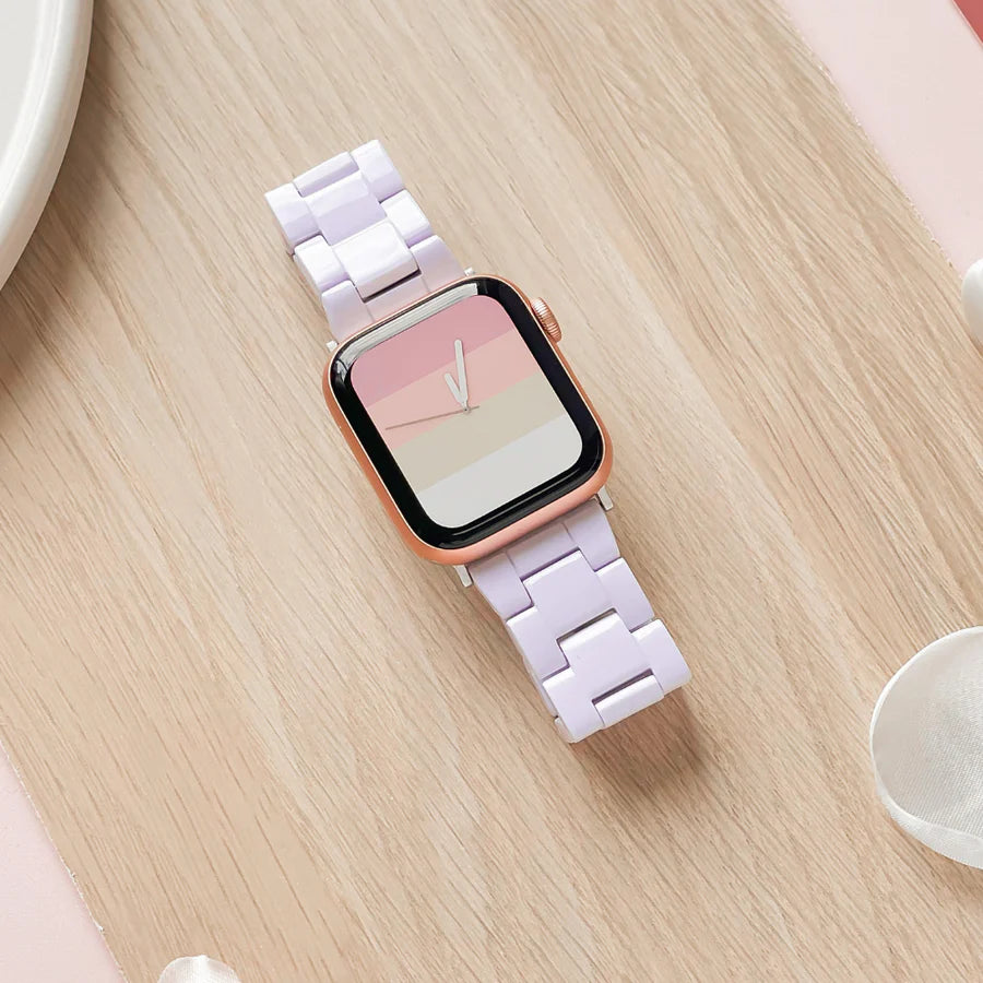 PEARL WHITE RESIN APPLE WATCHBAND