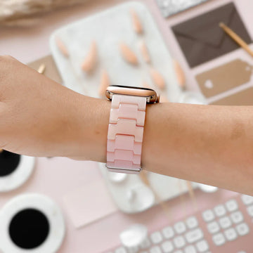 PINK FLORAL RESIN WATCHBAND