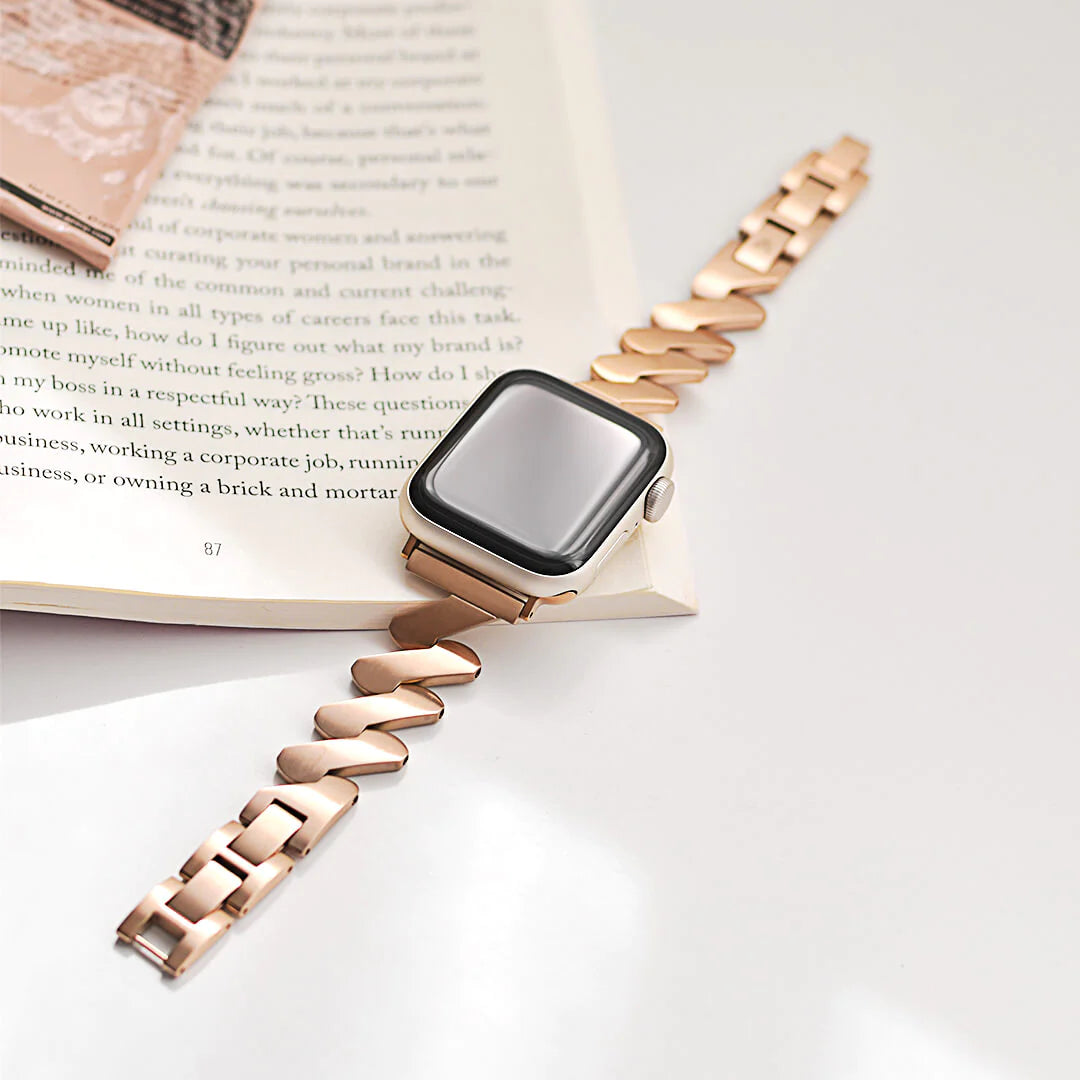 Rose Gold Bracelet Apple Watch Band - 18K Rose Gold Plated