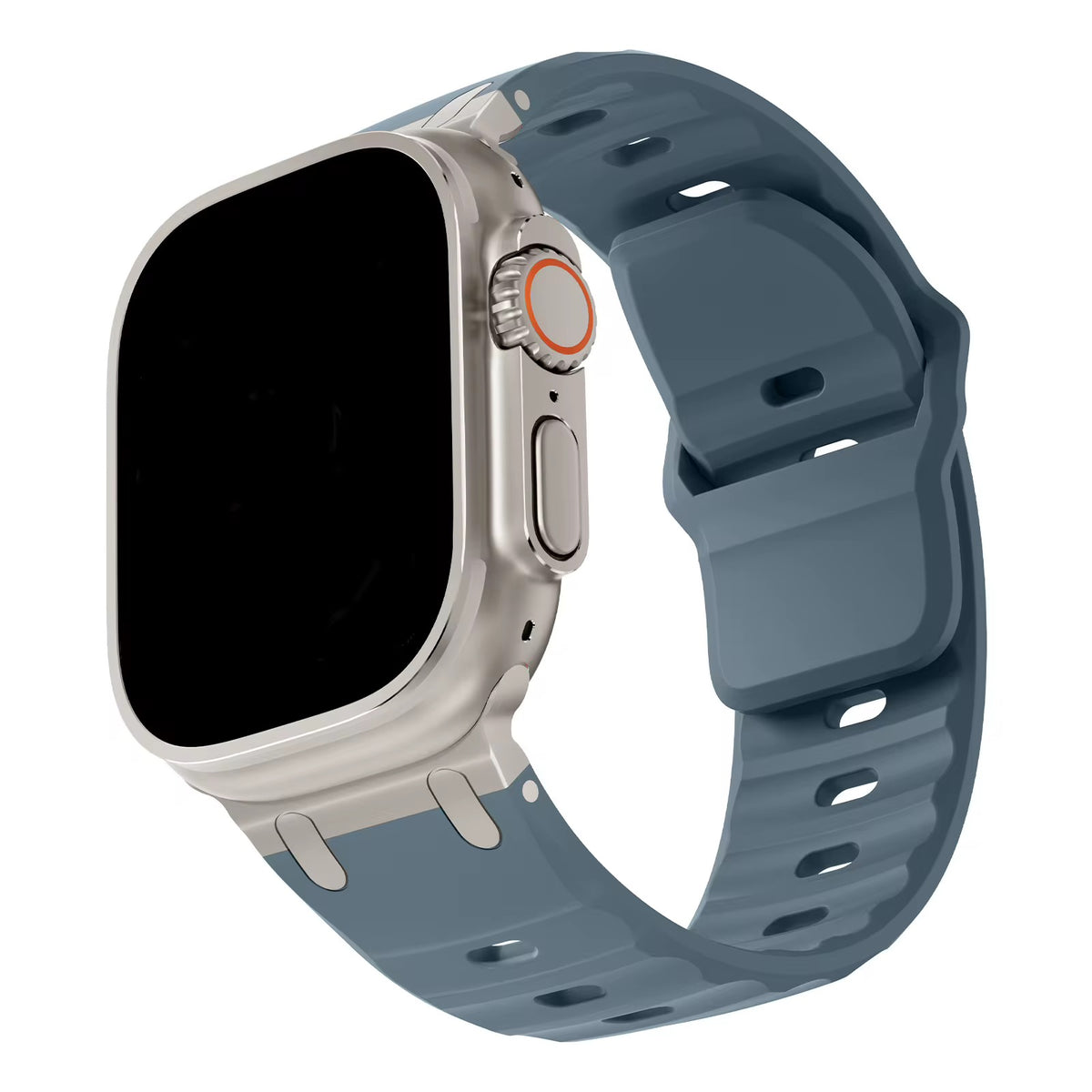 Ocean Blue  Rugged Rubber Strap With Titanium Buckle For Apple Watch