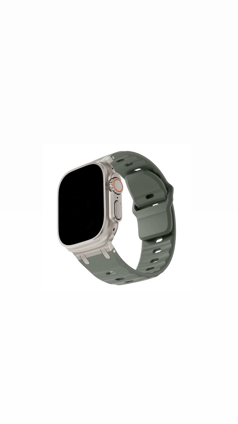 Mint Green Rugged Rubber Strap With Titanium Buckle For Apple Watch