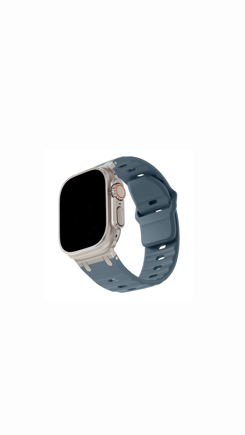 Ocean Blue  Rugged Rubber Strap With Titanium Buckle For Apple Watch