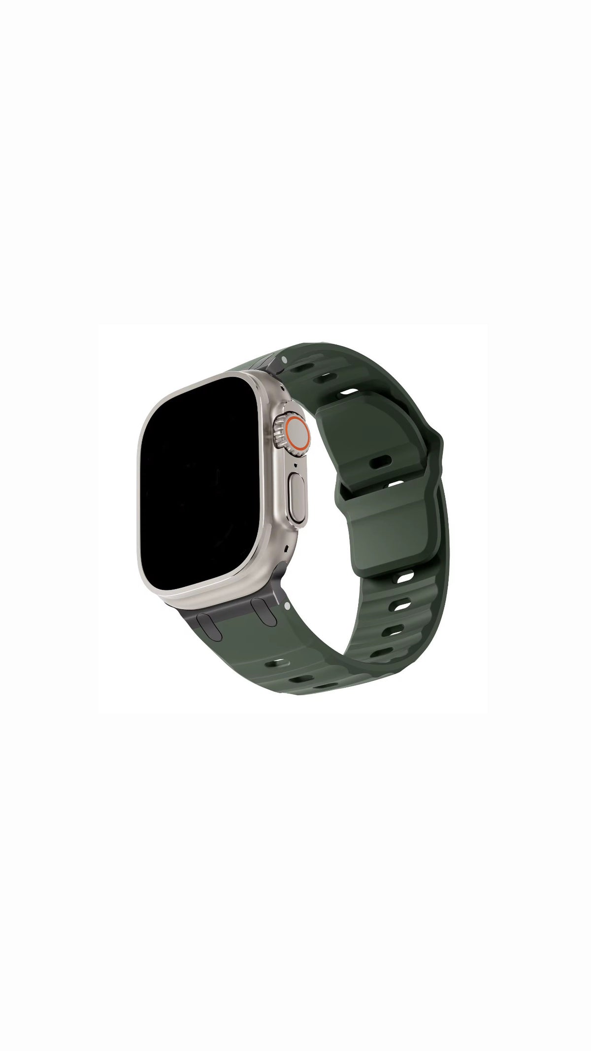 Dark Green Rugged Rubber Strap With Titanium Buckle For Apple Watch