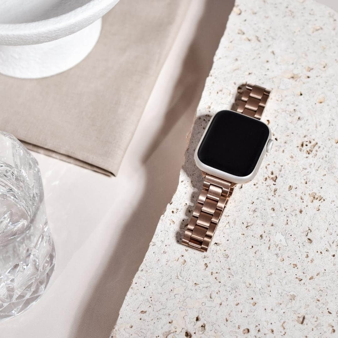Sleek Rose Gold stainless steel  watchband for Apple Watch Blossom cases ®