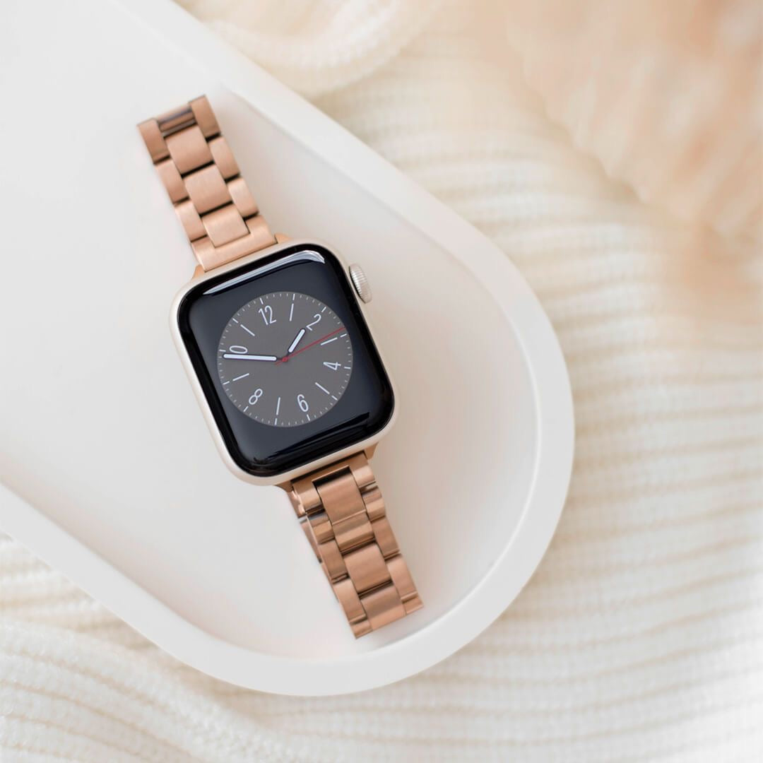 Sleek Rose Gold stainless steel  watchband for Apple Watch Blossom cases ®