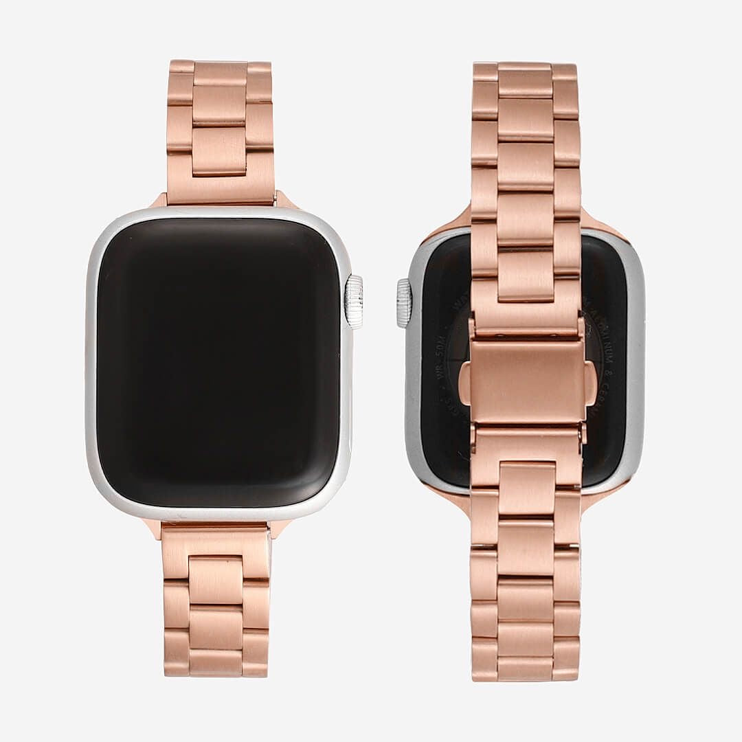 Sleek Rose Gold stainless steel  watchband for Apple Watch Blossom cases ®