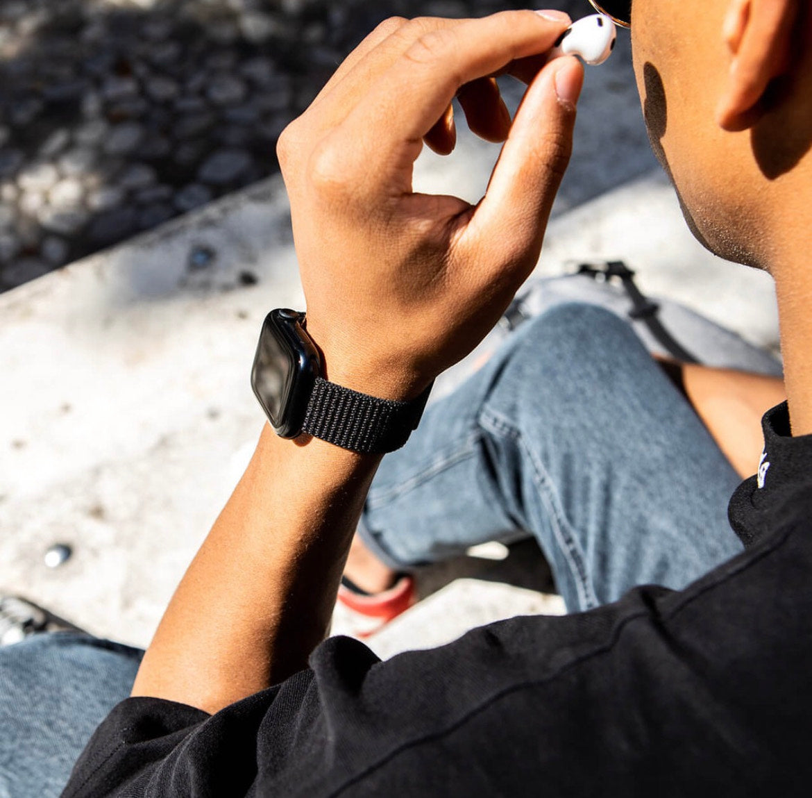 BLACK SPORT NYLON STRAP FOR APPLE WATCH