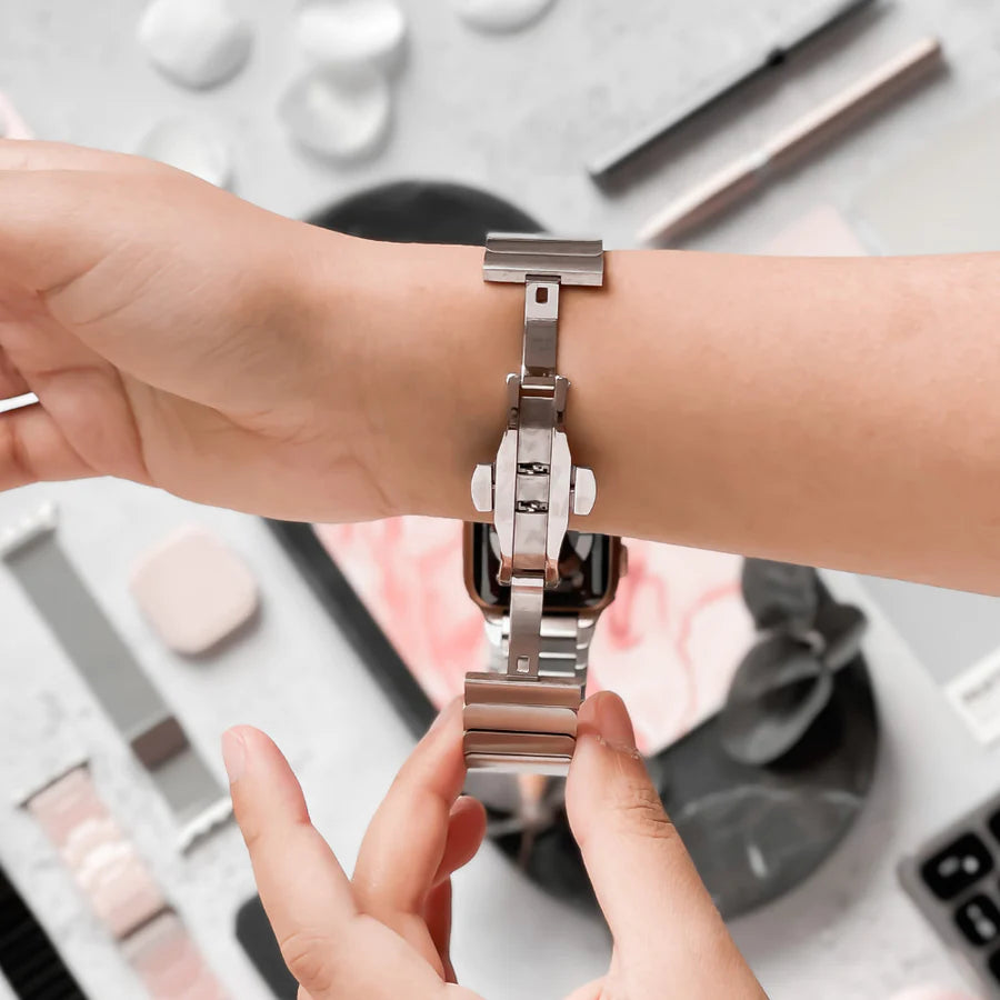 Silver Stainless Steel LINK Strap For Apple Watch