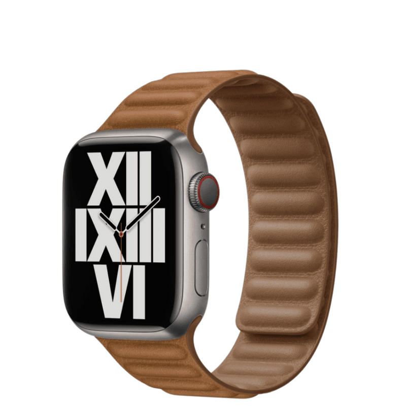 Brown poppy Leather Link Strap For Apple Watch