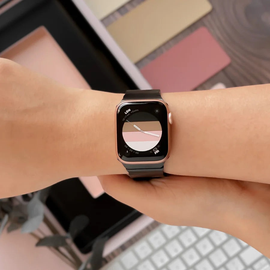 Link Bracelet Strap Black Metal Belt with Detachable Links for iWatch
