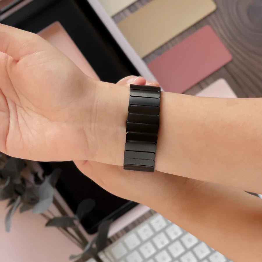 Link Bracelet Strap Black Metal Belt with Detachable Links for iWatch
