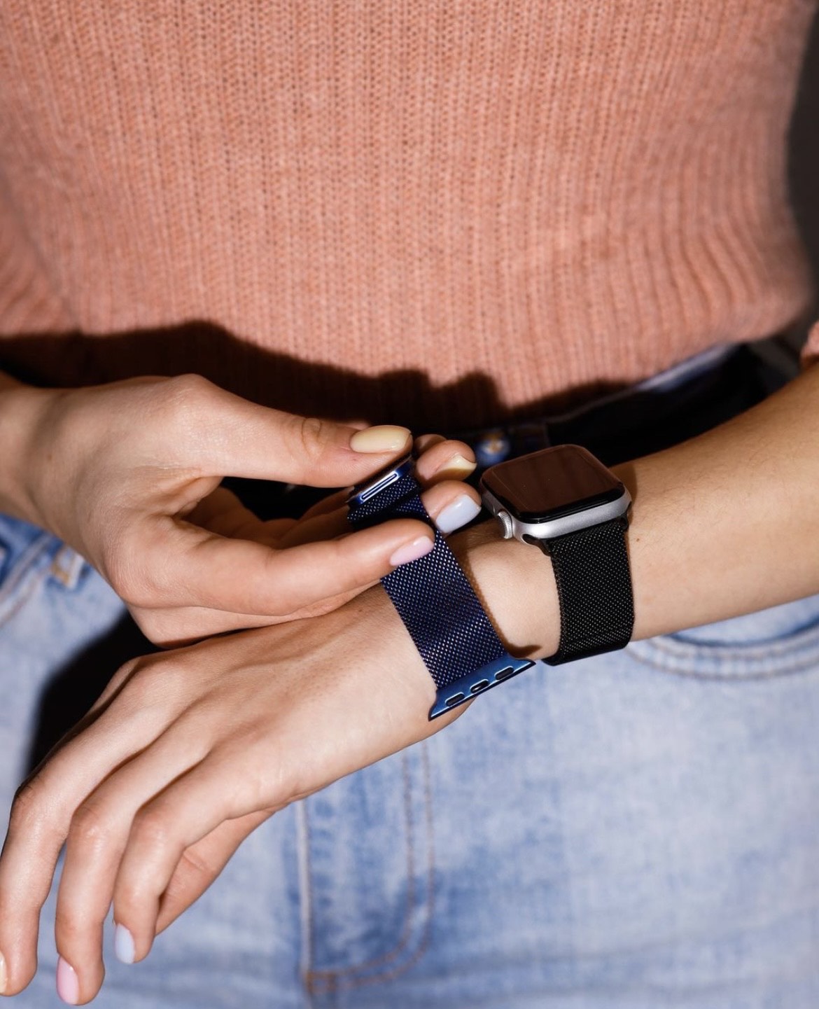 BLUE MILANESE LOOP MAGNETIC STAINLESS STEEL WATCHBAND FOR APPLE WATCH All  SERIES